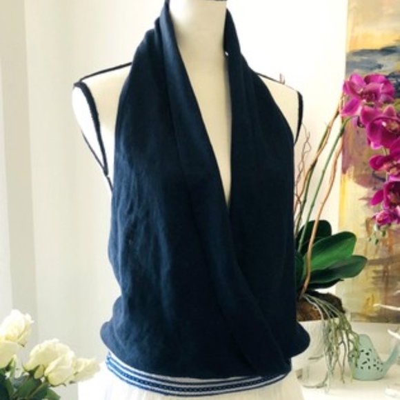 Amazing- Pur Coton Navy Blue Halter Top, Size 2 (xs) - Picture 4 of 5